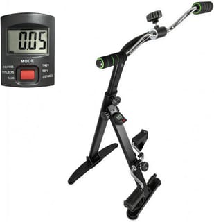 Adjustable Pedal Exerciser for Seniors, Upright Arm and Leg Exercise Bike for Home Physical Therapy, Sit-Down Recumbent Cycle with LCD Display & Chrome Handlebars for Joint Mobility