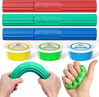 Flex Therapy Bars and Therapy Putty Set, Hand Therapy and Grip Strength Training for Finger, Wrist & Forearm Exercise